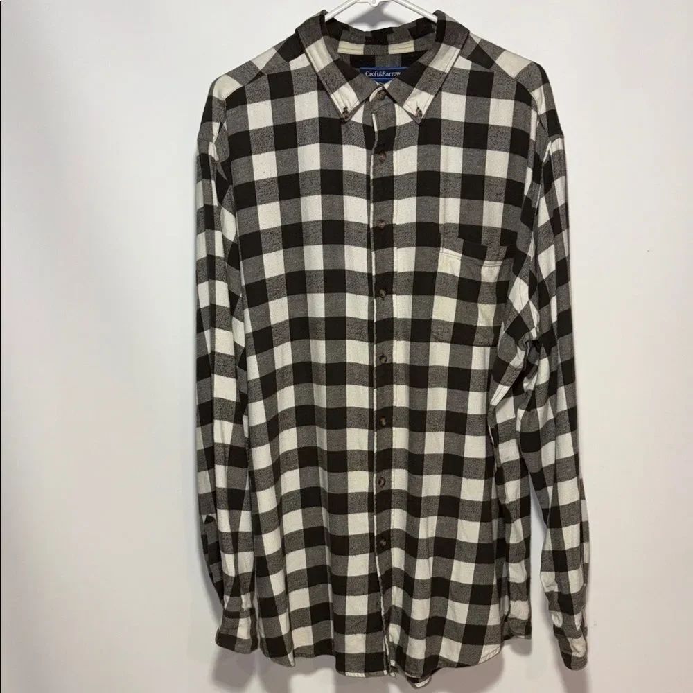 Croft & Barrow Black and White Plaid Men's Flannel Shirt